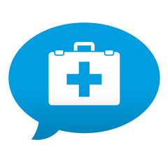 Obraz premium Etiqueta tipo app azul comentario simbolo botiquin