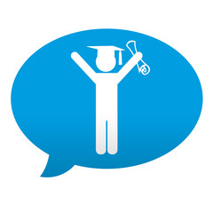 Etiqueta tipo app azul comentario simbolo diploma