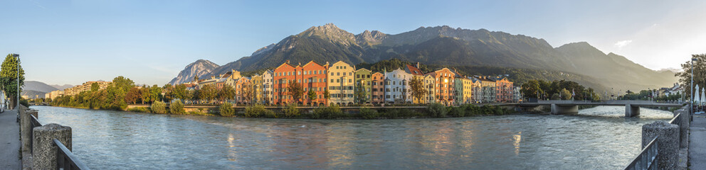 Inn river on its way through Innsbruck, Austria. - obrazy, fototapety, plakaty