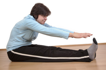 Woman with stretching before exercise