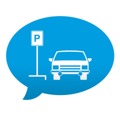 Etiqueta tipo app azul comentario simbolo parking