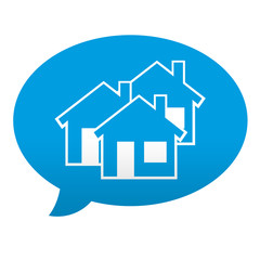 Etiqueta tipo app azul comentario simbolo urbanizacion