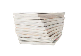 Stack of magazines isolated on white