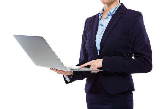 Businesswoman use of laptop computer