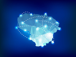 Lithuania country map polygonal with spot lights places