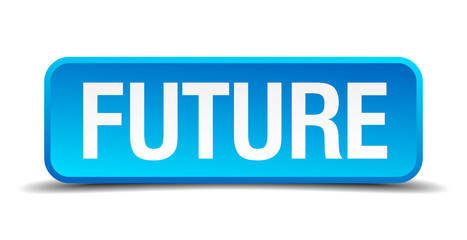 Future blue 3d realistic square isolated button