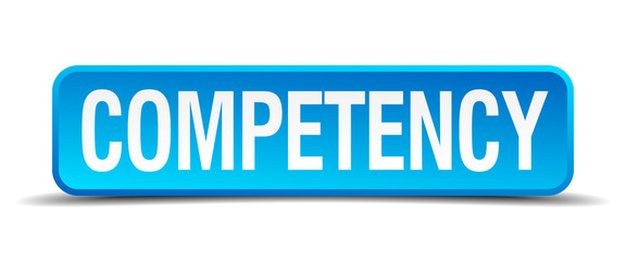 competency blue 3d realistic square isolated button
