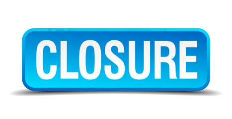 closure blue 3d realistic square isolated button