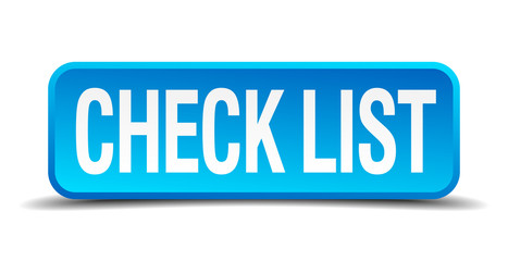 check list blue 3d realistic square isolated button