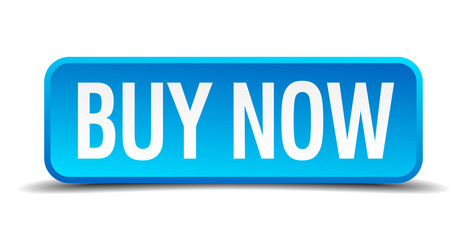 buy now blue 3d realistic square isolated button
