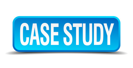 case study blue 3d realistic square isolated button