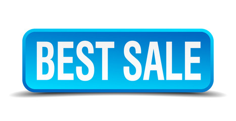 best sale blue 3d realistic square isolated button