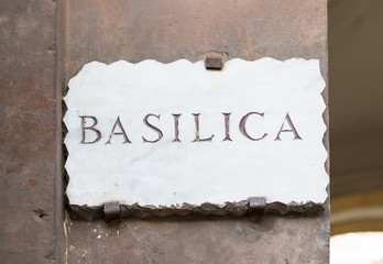 Old street plate  Basilica  in Aventine Hill in Rome, Italy