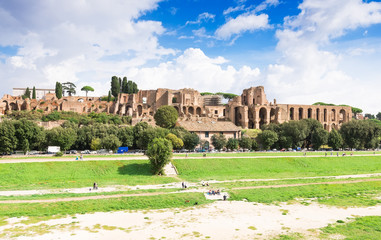 Naklejka premium Ruins of Palatine hill palace and Circus Maximus in Rome, Italy