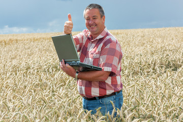 Agricultural engineer at the field inspection