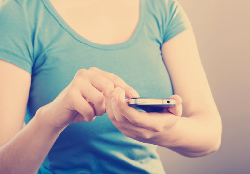 Woman Using Smartphone Instagram