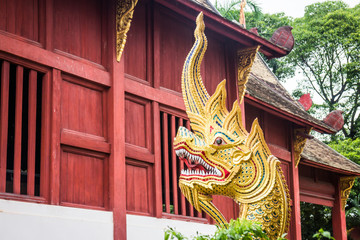 Traditional thai style art of naga head statue