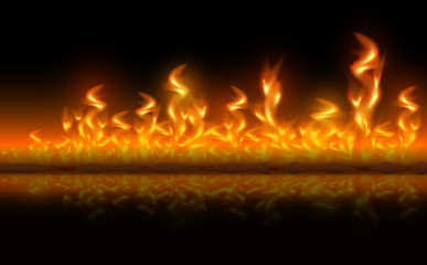 Naklejka premium Fire flames on black background