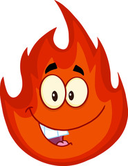 Happy Fire Cartoon Mascot Character