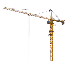 Yellow hoisting crane isolate