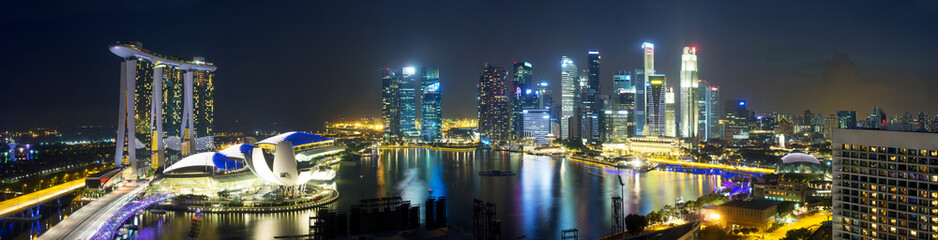 cityscape of singapore at night