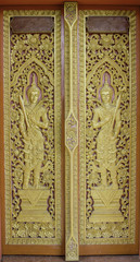 Fototapeta na wymiar Pattern of church door in temple Thailand.
