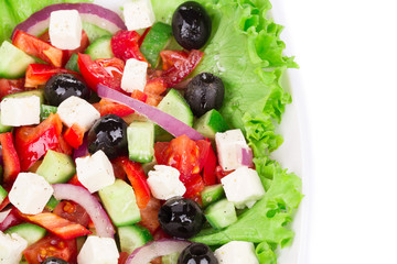 Close up of greek salad.
