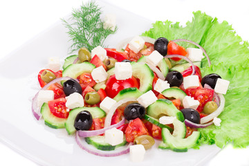 Close up of greek salad.