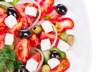 Close up of greek salad.