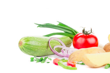 Vegetables composition on white.