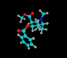 Cocaine molecule isolated on black