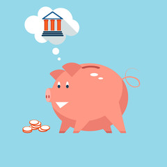 Banking piggy bank money into investments