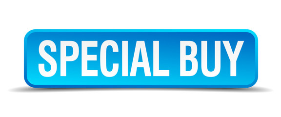 Special buy blue 3d realistic square isolated button