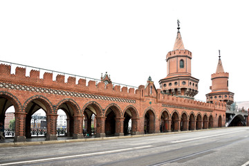 Oberbaum bridge isolated on white background, Berlin, Germany