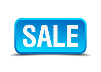 Sale blue 3d realistic square isolated button