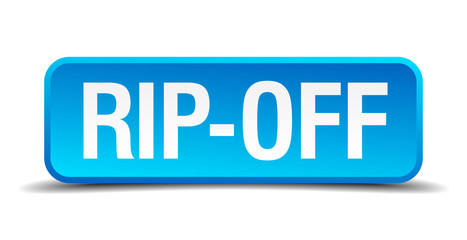 Rip off blue 3d realistic square isolated button