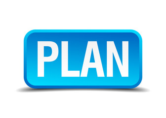 Plan blue 3d realistic square isolated button