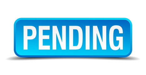 Pending blue 3d realistic square isolated button