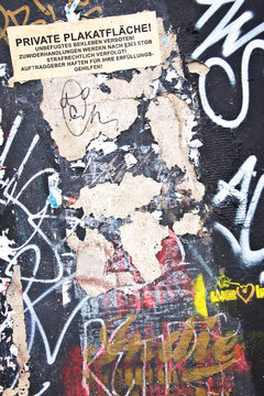 Post no bills wall with graffitis, Berlin, Germany