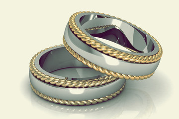 retro style wedding rings  (high resolution 3D image)