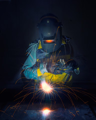 worker work hard with welding process