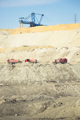trucks operating in a coal mine