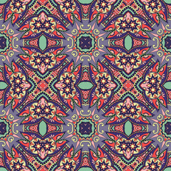 geometry vintage floral seamless pattern