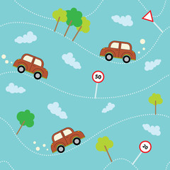 Cartoon cars seamless pattern. Template for design.