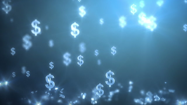 money rain background, dollars. 3d animation, seamless loop