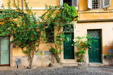 Fototapeta na wymiar Old street in Trastevere in Rome, Italy