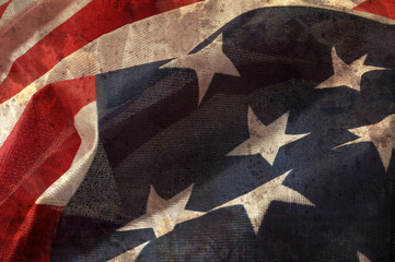 Close up flag of United State of America.