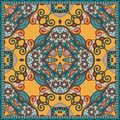Traditional ornamental floral paisley bandanna.