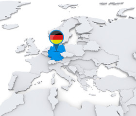 Germany on a map of Europe