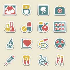 Fototapeta na wymiar Medicine color icons.